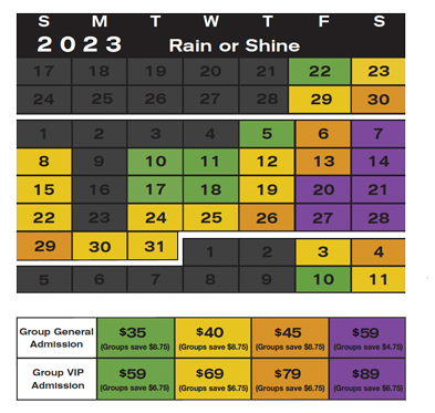 Group Rates Calendar