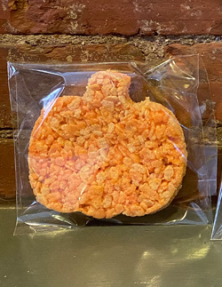 pumpkin shaped crispy rice treat