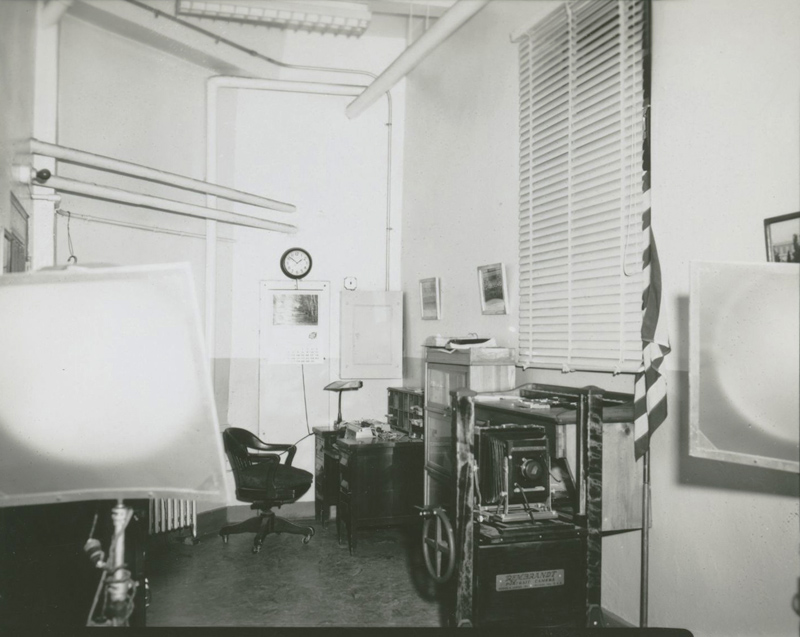 Eastern State’s mug shot photography area, c. 1969. Today, this space is part of the staff’s offices. Photo: collection of Eastern State Penitentiary Historic Site, gift of Dr. Joseph L. Ross.