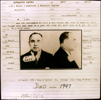 Bertillion Card and Mugshot, Al Capone