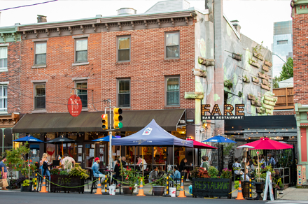 People dining outside at Fare