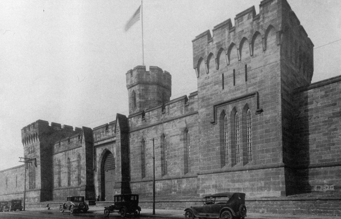 An old historic photograph of Eastern State's front facade.